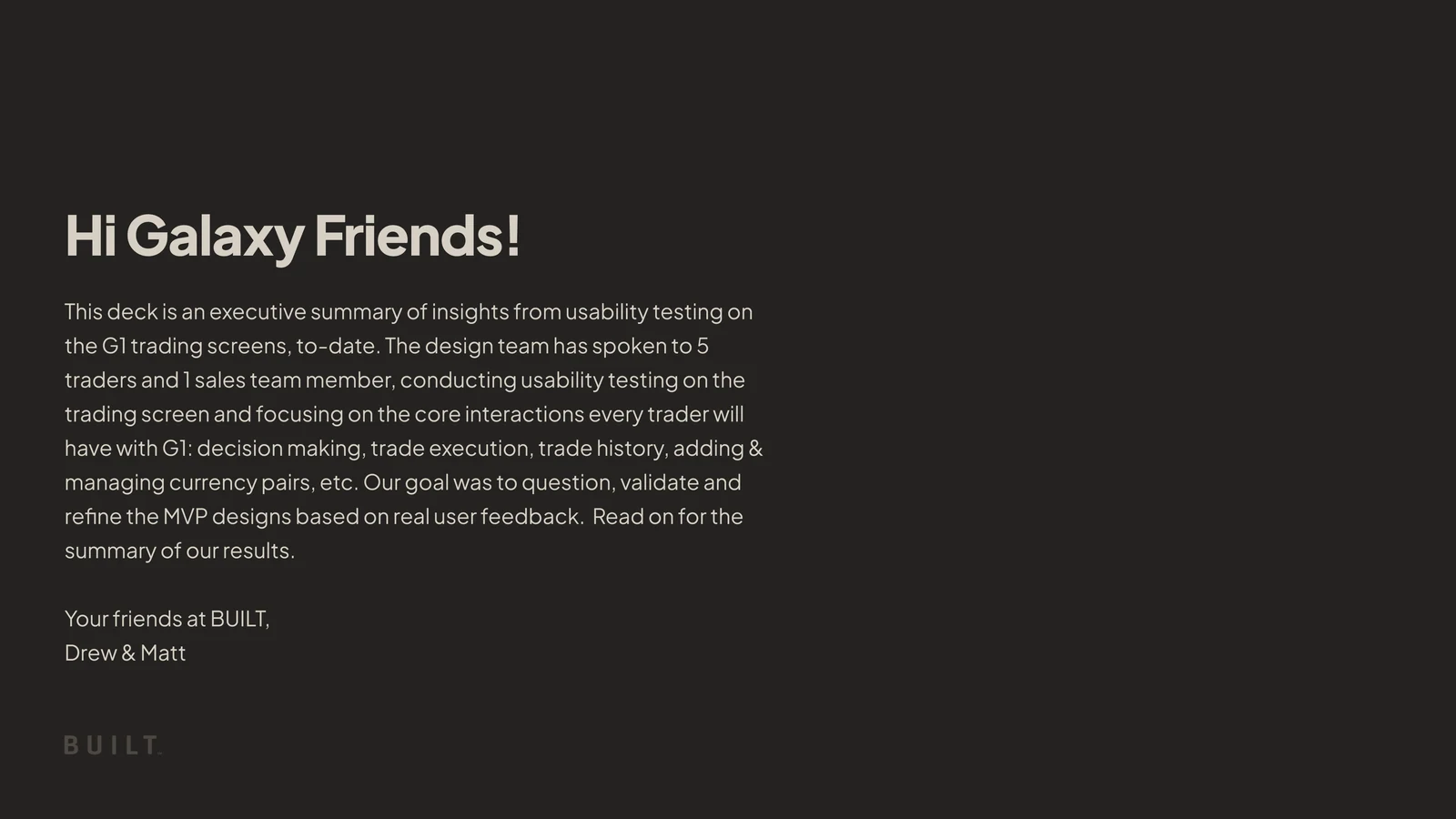 A summary page from the June 2023 usability review.
